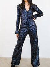 Midnight Blue Sequined Jumpsuit Jumpsuit arcadeshops.com