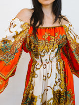 Paisley Printed Angel Sleeve Maxi Dress Dress arcadeshops.com