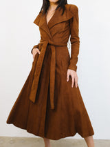 Yves Saint Laurent Suede Wrap Coat Outerwear arcadeshops.com