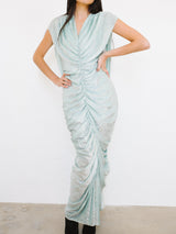 Metallic Mint Ruched Dress Dress arcadeshops.com