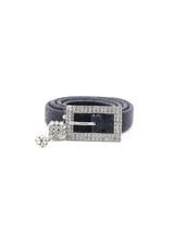 Christian Dior Rhinestone Buckled Grey Jersey Skinny Belt Accessory arcadeshops.com