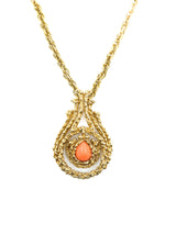 Textured Teardrop Coral Pendant Necklace Jewelry arcadeshops.com