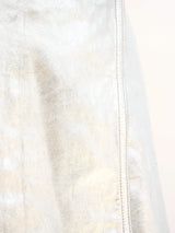 Metallic Silver Leather Mini Skirt Bottom arcadeshops.com