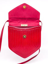 Charles Jourdan Red Leather Shoulder Bag Accessory arcadeshops.com