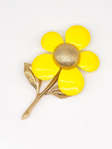 Yellow Enamel Flower Brooch Accessory arcadeshops.com