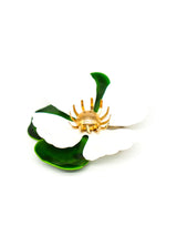 White Enamel Magnolia Brooch Accessory arcadeshops.com