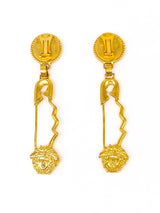 Gianni Versace Rhinestoned Safety Pin Earrings arcadeshops.com