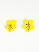 Yellow Enamel Flower Earrings Accessory arcadeshops.com