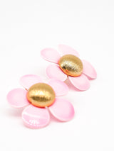 Pink Enamel Flower Earrings Accessory arcadeshops.com