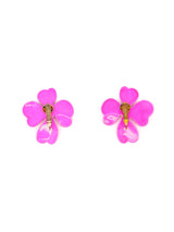 Fuchsia Enamel Flower Earrings Accessory arcadeshops.com