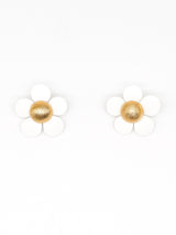 White Enamel Flower Earrings Accessory arcadeshops.com