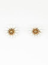 White Enamel Daisy Earrings Accessory arcadeshops.com