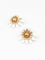 White Enamel Daisy Earrings Accessory arcadeshops.com