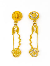 Gianni Versace Rhinestoned Safety Pin Earrings arcadeshops.com