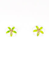 White Enamel Magnolia Earrings Accessory arcadeshops.com