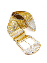Michael Morrison Rhinestone Studded Gold Leather Belt arcadeshops.com