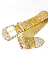 Michael Morrison Rhinestone Studded Gold Leather Belt arcadeshops.com