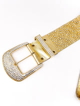 Michael Morrison Rhinestone Studded Gold Leather Belt arcadeshops.com