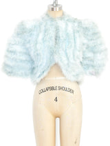 Cropped Baby Blue Marabou Feather Jacket Jacket arcadeshops.com