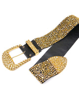 Michael Morrison Rhinestone Studded Black Leather Belt arcadeshops.com