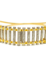 Mixed Metal Stretch Belt with Cage Buckle Accessory arcadeshops.com