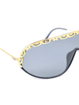 Christian Dior Gold Framed Shield Sunglasses arcadeshops.com