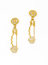 Gianni Versace Rhinestoned Safety Pin Earrings arcadeshops.com