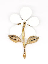 White Enamel Flower Brooch Accessory arcadeshops.com