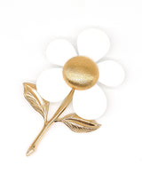 White Enamel Flower Brooch Accessory arcadeshops.com