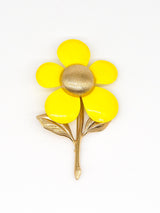 Yellow Enamel Flower Brooch Accessory arcadeshops.com