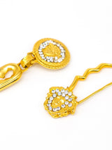 Gianni Versace Rhinestoned Safety Pin Earrings arcadeshops.com