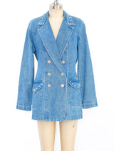 Rhinestone Embellished Denim Jacket Jacket arcadeshops.com