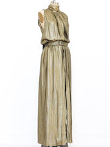 Metallic Gold Houndstooth Maxi Dress Dress arcadeshops.com