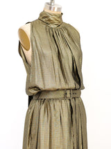 Metallic Gold Houndstooth Maxi Dress Dress arcadeshops.com