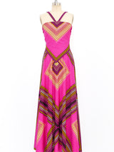 Frank Usher Neon Houndstooth Jersey Halter Dress Dress arcadeshops.com