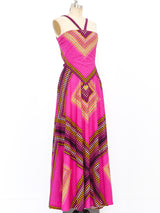 Frank Usher Neon Houndstooth Jersey Halter Dress Dress arcadeshops.com