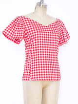 Yves Saint Laurent Red Gingham Top Top arcadeshops.com