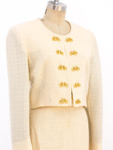 Moschino Ivory Tweed Suit with Bicycle Buttons Suit arcadeshops.com
