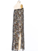 Yves Saint Laurent Metallic Silk Chiffon Strapless Dress Dress arcadeshops.com