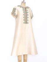 Turquoise Bead Embellished Silk Tunic Dress Dress arcadeshops.com