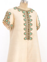 Turquoise Bead Embellished Silk Tunic Dress Dress arcadeshops.com