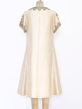 Turquoise Bead Embellished Silk Tunic Dress Dress arcadeshops.com