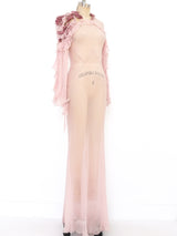 Alberta Ferretti Blush Silk Chiffon Gown Dress arcadeshops.com