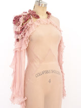 Alberta Ferretti Blush Silk Chiffon Gown Dress arcadeshops.com