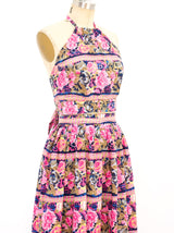 Floral Printed Silk Halter Ensemble Suit arcadeshops.com