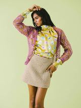 Escada Chartreuse Floral Blouse Top arcadeshops.com