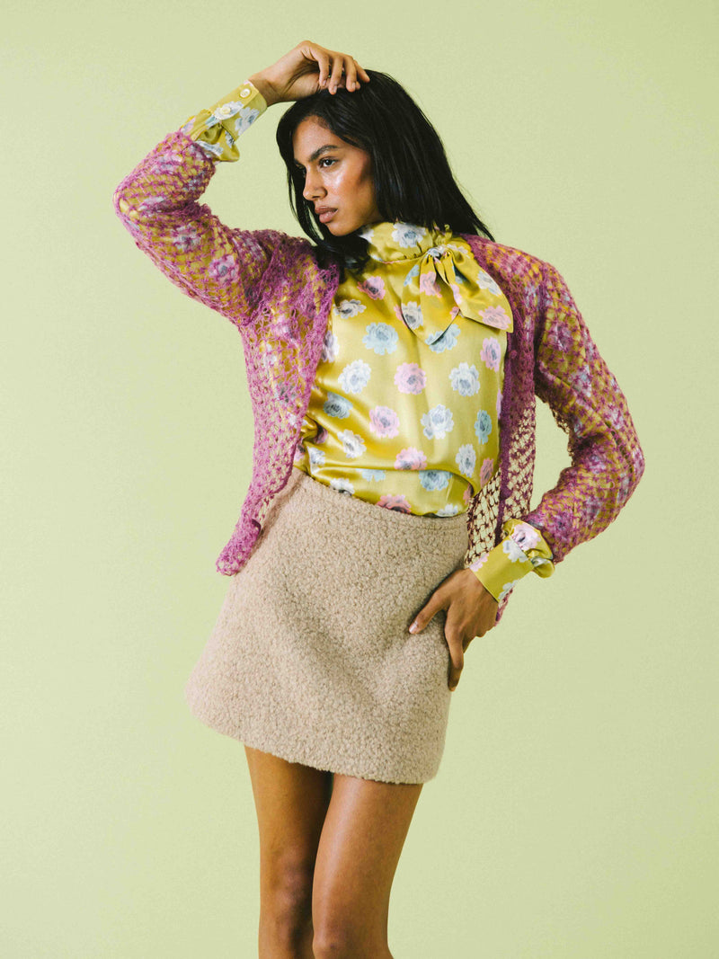 Escada Chartreuse Floral Blouse Top arcadeshops.com