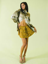 2010 Miu Miu Mustard Brocade Micro Mini Skirt Bottom arcadeshops.com