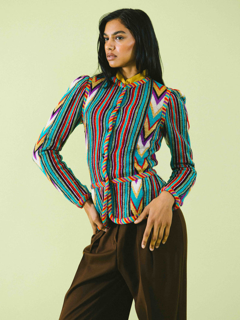 Yves Saint Laurent Metallic Ikat Knit Jacket Jacket arcadeshops.com