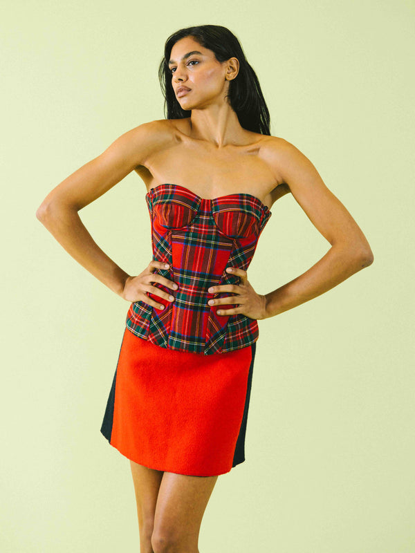 Dolce and Gabbana Plaid Bustier Top arcadeshops.com